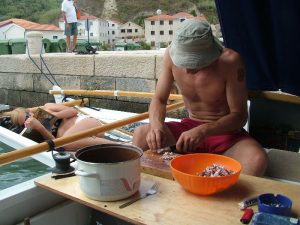 cooking on a small catamaran